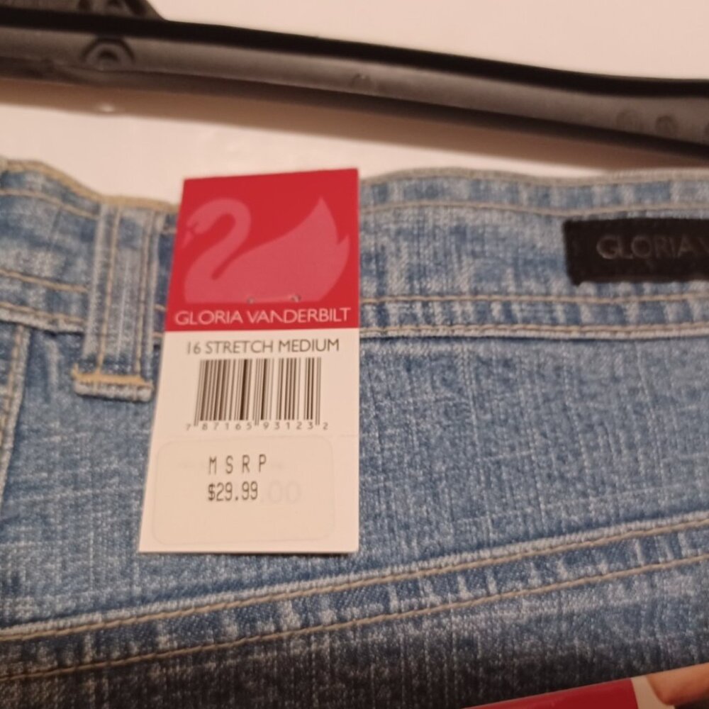 Gloria Vanderbilt Amanda Straight Leg Jeans Women’s Size 16 Blue Stretch Denim - Picture 7 of 8